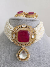 Ruby Red Doublet Moissanite Pearl Kundan Necklace/Kundan Choker/Indian wedding/Bridal jewelry/Indian Wedding/Pakistani/Punjabi