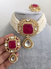 Ruby Red Doublet Moissanite Pearl Kundan Necklace/Kundan Choker/Indian wedding/Bridal jewelry/Indian Wedding/Pakistani/Punjabi