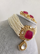 Ruby Red Doublet Moissanite Pearl Kundan Necklace/Kundan Choker/Indian wedding/Bridal jewelry/Indian Wedding/Pakistani/Punjabi