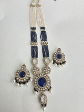 Blue Pearl Kundan Mala long necklace set/Kundan rani haar/Kundan Mala Set/Multi strand necklace/Indian jewelry/Kundan jewelry, Pakistani