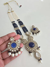 Blue Pearl Kundan Mala long necklace set/Kundan rani haar/Kundan Mala Set/Multi strand necklace/Indian jewelry/Kundan jewelry, Pakistani