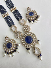 Blue Pearl Kundan Mala long necklace set/Kundan rani haar/Kundan Mala Set/Multi strand necklace/Indian jewelry/Kundan jewelry, Pakistani