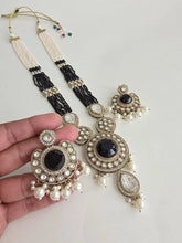 Black Pearl Kundan Mala long necklace set/Kundan rani haar/Kundan Mala Set/Multi strand necklace/Indian jewelry/Kundan jewelry, Pakistani