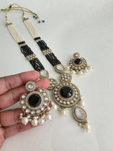 Black Pearl Kundan Mala long necklace set/Kundan rani haar/Kundan Mala Set/Multi strand necklace/Indian jewelry/Kundan jewelry, Pakistani