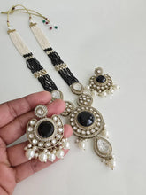 Black Pearl Kundan Mala long necklace set/Kundan rani haar/Kundan Mala Set/Multi strand necklace/Indian jewelry/Kundan jewelry, Pakistani