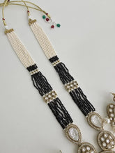Black Pearl Kundan Mala long necklace set/Kundan rani haar/Kundan Mala Set/Multi strand necklace/Indian jewelry/Kundan jewelry, Pakistani
