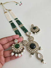 Green Pearl Kundan Mala long necklace set/Kundan rani haar/Kundan Mala Set/Multi strand necklace/Indian jewelry/Kundan jewelry, Pakistani