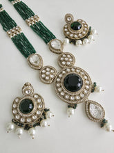 Green Pearl Kundan Mala long necklace set/Kundan rani haar/Kundan Mala Set/Multi strand necklace/Indian jewelry/Kundan jewelry, Pakistani