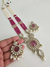 Magenta Pearl Kundan Mala long necklace set/Kundan rani haar/Kundan Mala Set/Multi strand necklace/Indian jewelry/Kundan jewelry, Pakistani