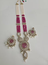 Magenta Pearl Kundan Mala long necklace set/Kundan rani haar/Kundan Mala Set/Multi strand necklace/Indian jewelry/Kundan jewelry, Pakistani