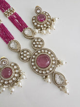 Magenta Pearl Kundan Mala long necklace set/Kundan rani haar/Kundan Mala Set/Multi strand necklace/Indian jewelry/Kundan jewelry, Pakistani
