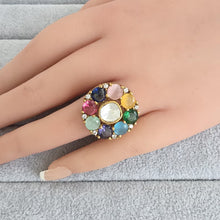 Multi Fine Victorian Moissanite Polki Ring/Adjustable Ring/Indian Ring/Pakistani/Punjabi/Indian Jewelry/Statement ring, Cocktail Ring