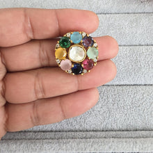 Multi Fine Victorian Moissanite Polki Ring/Adjustable Ring/Indian Ring/Pakistani/Punjabi/Indian Jewelry/Statement ring, Cocktail Ring