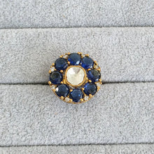 Blue Fine Victorian Moissanite Polki Ring/Adjustable Ring/Indian Ring/Pakistani/Punjabi/Indian Jewelry/Statement ring, Cocktail Ring