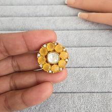 Yellow Fine Victorian Moissanite Polki Ring/Adjustable Ring/Indian Ring/Pakistani/Punjabi/Indian Jewelry/Statement ring, Cocktail Ring