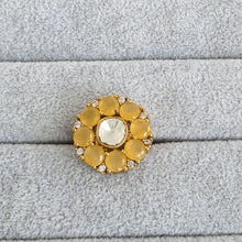 Yellow Fine Victorian Moissanite Polki Ring/Adjustable Ring/Indian Ring/Pakistani/Punjabi/Indian Jewelry/Statement ring, Cocktail Ring