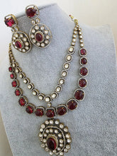 Ruby Victorian Moissanite polki Cz diamond Necklace, Indian Bridal Jewelry, Bollywood Sabyasachi Designer necklace, Pakistani Wedding