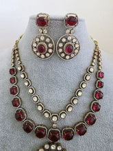 Ruby Victorian Moissanite polki Cz diamond Necklace, Indian Bridal Jewelry, Bollywood Sabyasachi Designer necklace, Pakistani Wedding