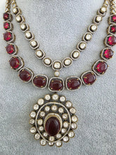 Ruby Victorian Moissanite polki Cz diamond Necklace, Indian Bridal Jewelry, Bollywood Sabyasachi Designer necklace, Pakistani Wedding