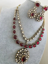 Ruby Victorian Moissanite polki Cz diamond Necklace, Indian Bridal Jewelry, Bollywood Sabyasachi Designer necklace, Pakistani Wedding