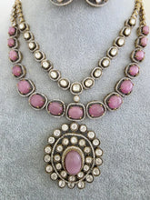 Pink Victorian Moissanite polki Cz diamond Necklace, Indian Bridal Jewelry, Bollywood Sabyasachi Designer necklace, Pakistani Wedding