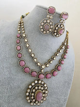 Pink Victorian Moissanite polki Cz diamond Necklace, Indian Bridal Jewelry, Bollywood Sabyasachi Designer necklace, Pakistani Wedding