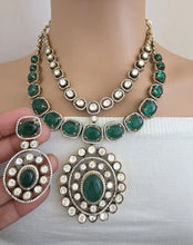 Green Victorian Moissanite polki Cz diamond Necklace, Indian Bridal Jewelry, Bollywood Sabyasachi Designer necklace, Pakistani Wedding