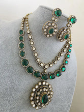 Green Victorian Moissanite polki Cz diamond Necklace, Indian Bridal Jewelry, Bollywood Sabyasachi Designer necklace, Pakistani Wedding