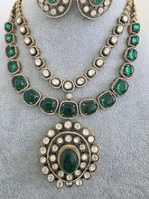 Green Victorian Moissanite polki Cz diamond Necklace, Indian Bridal Jewelry, Bollywood Sabyasachi Designer necklace, Pakistani Wedding