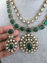 Green Victorian Moissanite polki Cz diamond Necklace, Indian Bridal Jewelry, Bollywood Sabyasachi Designer necklace, Pakistani Wedding