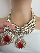 Ruby Red Victorian Moissanite polki Cz diamond Necklace, Indian Bridal Jewelry, Bollywood Sabyasachi Designer necklace, Pakistani Wedding