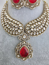 Ruby Red Victorian Moissanite polki Cz diamond Necklace, Indian Bridal Jewelry, Bollywood Sabyasachi Designer necklace, Pakistani Wedding
