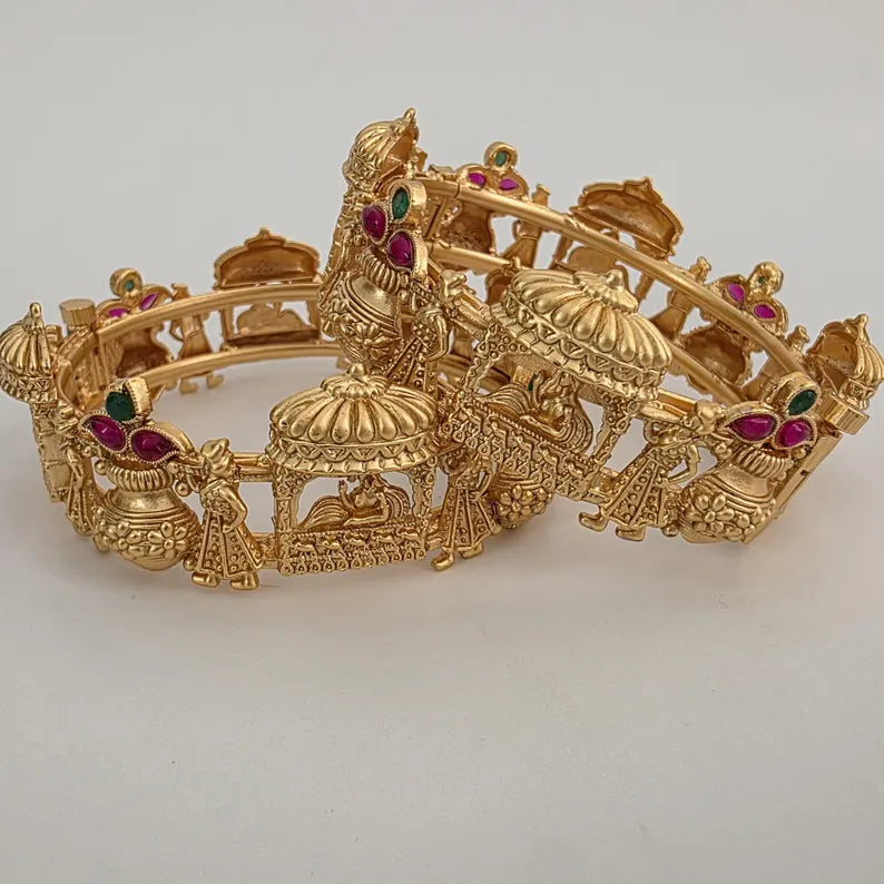 Set of 2 Clustered pearls Bangle/Indian classic bangles/Bridal bangles/Indian wedding Jewelry/Gold bangles/chuda bangles/Pearl bangles