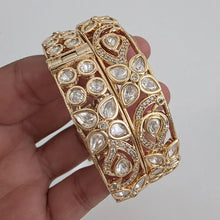 Moissanite Tyaani premium kundan gold plated openable bangle Pair/Statement bangles/Designer,Celebrity/Bridal /Indian Wedding/Pakistani