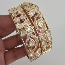 Moissanite Tyaani premium kundan gold plated openable bangle Pair/Statement bangles/Designer,Celebrity/Bridal /Indian Wedding/Pakistani