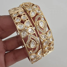 Moissanite Tyaani premium kundan gold plated openable bangle Pair/Statement bangles/Designer,Celebrity/Bridal /Indian Wedding/Pakistani