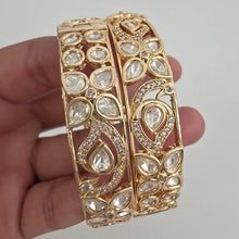 Moissanite Tyaani premium kundan gold plated openable bangle Pair/Statement bangles/Designer,Celebrity/Bridal /Indian Wedding/Pakistani