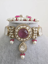 Magenta pearl Kundan choker Necklace/Bollywood Jewelry/Indian bridal Kundan necklace/indian Pakistani Punjabi wedding jewelry