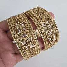 Gold-plated Polki openable bangle pair/Statement Kada/Kundan Bangles/Bridal Bangle/Indian Wedding/Pakistani/Punjabi