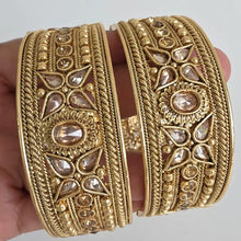 Gold-plated Polki openable bangle pair/Statement Kada/Kundan Bangles/Bridal Bangle/Indian Wedding/Pakistani/Punjabi