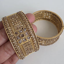 Gold-plated Polki openable bangle pair/Statement Kada/Kundan Bangles/Bridal Bangle/Indian Wedding/Pakistani/Punjabi
