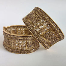 Gold-plated Polki openable bangle pair/Statement Kada/Kundan Bangles/Bridal Bangle/Indian Wedding/Pakistani/Punjabi