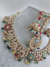 Multi Antique Polki Kundan necklace set/Reverse Ad Necklace/Statement necklace/Indian/Punjabi Necklace/Pakistani Jewelry/Bridal necklace/