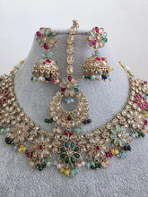 Multi Antique Polki Kundan necklace set/Reverse Ad Necklace/Statement necklace/Indian/Punjabi Necklace/Pakistani Jewelry/Bridal necklace/