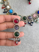 Multi Monalissa Stone CZ stone Victorian necklace, Indian Pakistani wedding jewelry, bridal jewelry, Kundan necklace, Designer necklace