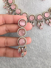 Pink Monalissa Stone CZ stone Victorian necklace, Indian Pakistani wedding jewelry, bridal jewelry, Kundan necklace, Designer necklace