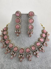Pink Monalissa Stone CZ stone Victorian necklace, Indian Pakistani wedding jewelry, bridal jewelry, Kundan necklace, Designer necklace