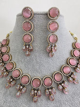 Pink Monalissa Stone CZ stone Victorian necklace, Indian Pakistani wedding jewelry, bridal jewelry, Kundan necklace, Designer necklace