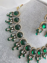Green Monalissa Stone CZ stone Victorian necklace, Indian Pakistani wedding jewelry, bridal jewelry, Kundan necklace, Designer necklace
