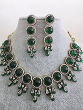 Green Monalissa Stone CZ stone Victorian necklace, Indian Pakistani wedding jewelry, bridal jewelry, Kundan necklace, Designer necklace